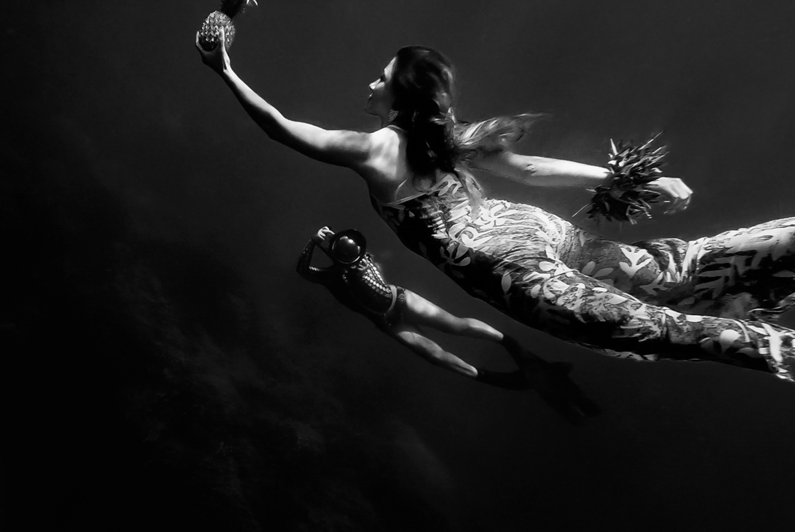 Photographe aquatique sous l'eau